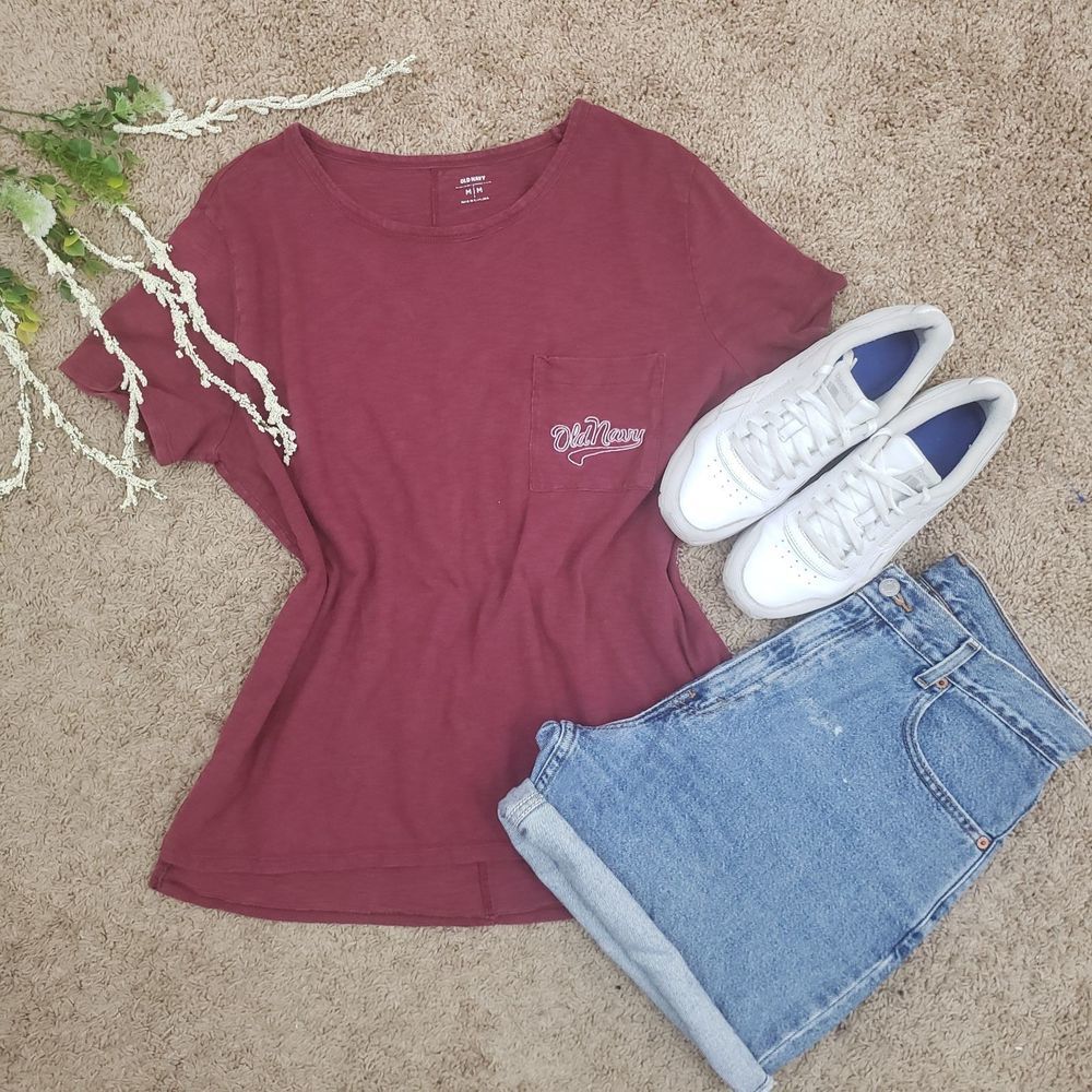 Burgundy Old Navy Pocket Tee
